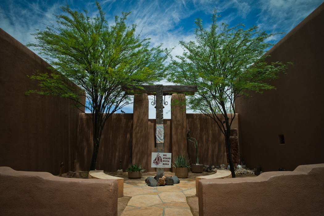 A shrine built in support of Rosa Robles Loreto outside the Southside Presbyterian Church.